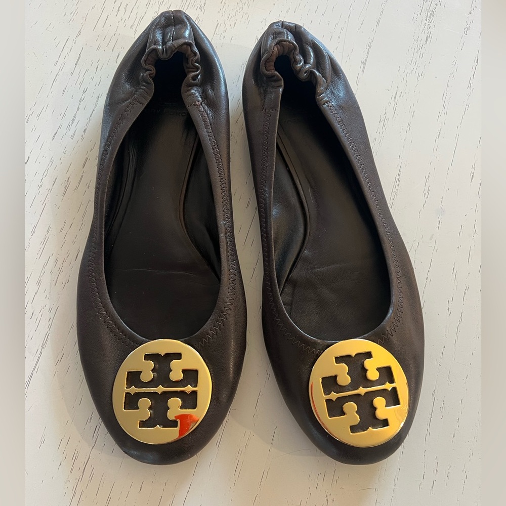 Tory Burch, Women's Minnie Travel Ballet Flats, Dark Brown, 9.5